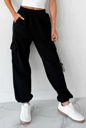 Move Comfort Practicing Patience Fleece Cargo Joggers (Black)