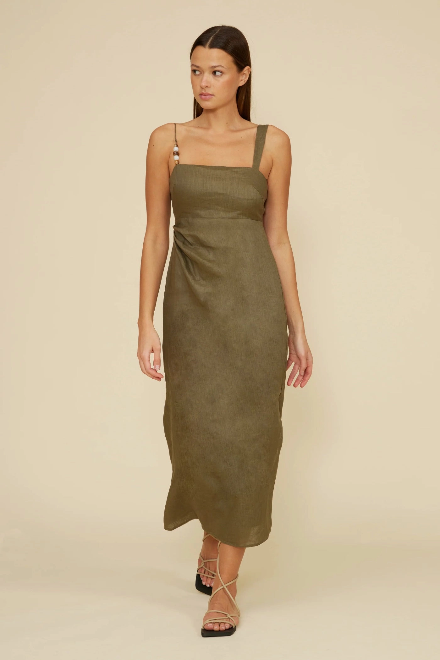 FALLON LINEN MIDI DRESS Cool Texture