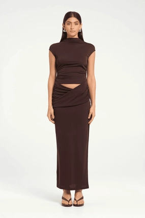 Ruffle-Detail Royce Maxi Dress Chocolate
