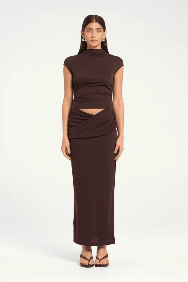 Royce Maxi Dress Chocolate Comfortable and Flattering Style Blend