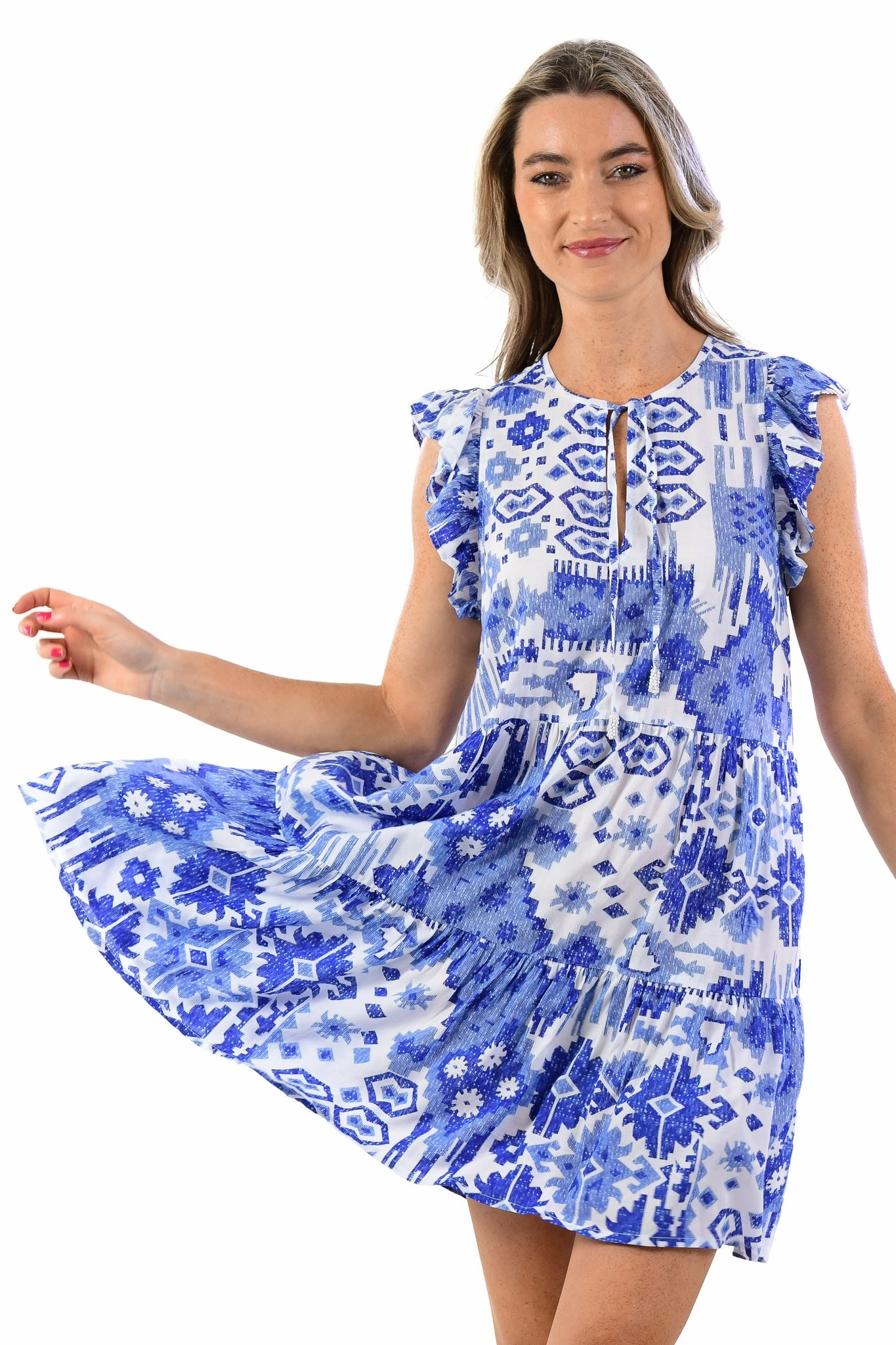 Nantucket Dress / Indigo Ikat Bright-Hue