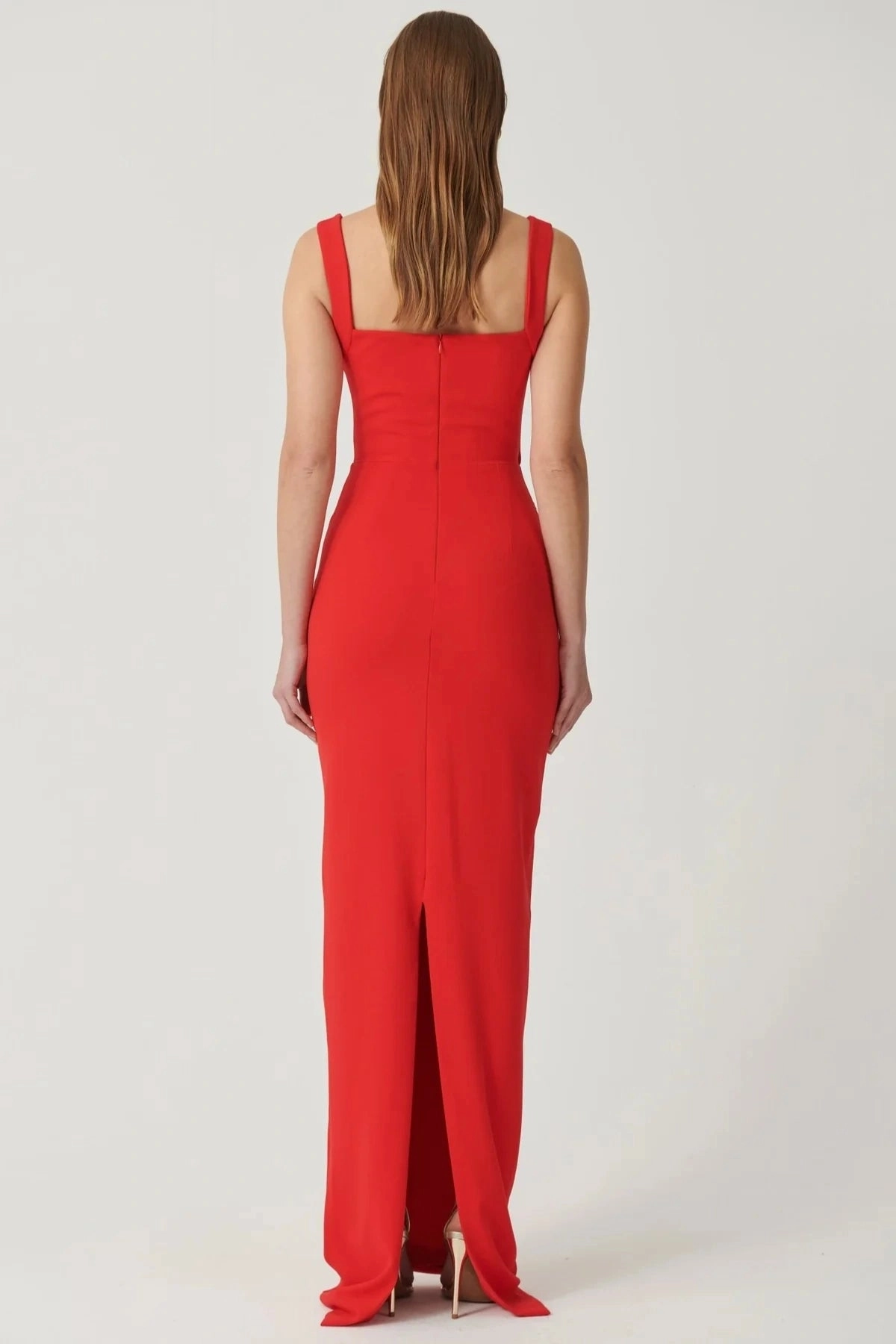 Timeless Waist Fit Winter-Season Marbella Gown Cherry Red
