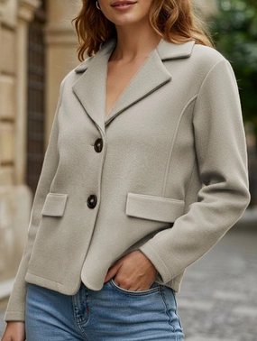 Fashion buttoned slim lapel knitted Jackets & cardigan Casual Long Sleeve