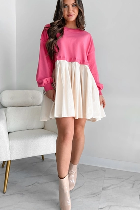 Magic Day Everyday Layers Convincing Act Two-Tone Mini Dress (Fuchsia)