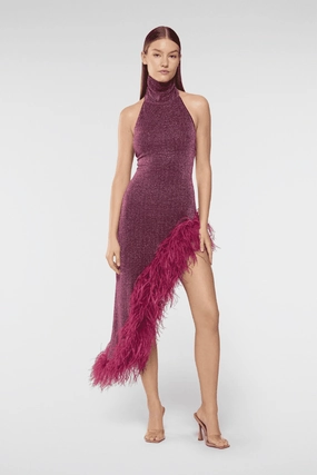 Lumiere Plumage Turtleneck Dress Aubergine Vibe Choice Walk Grace
