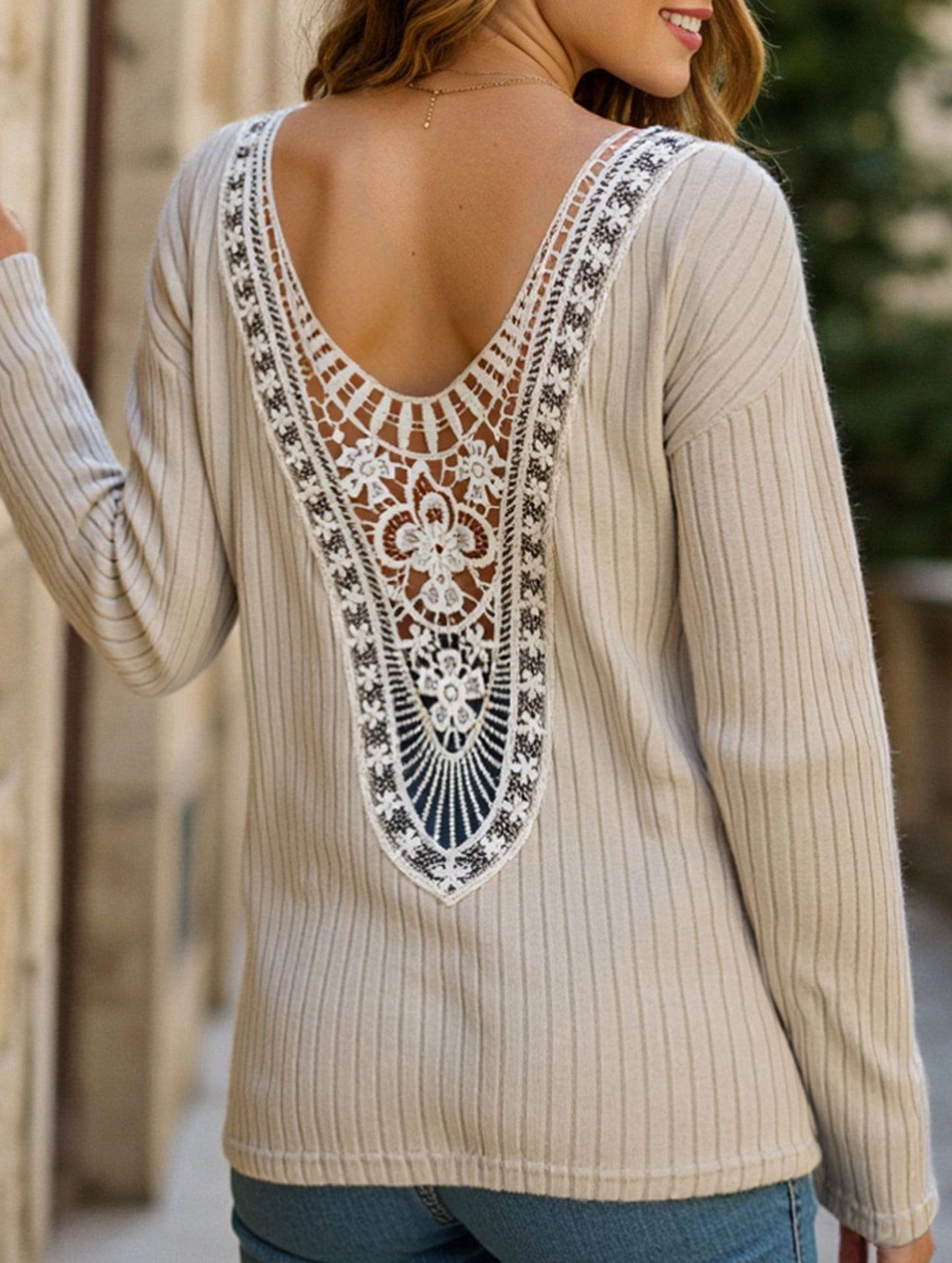 Fashion loose knitted long-sleeved T-shirt Soft Touch Texture OdorControl