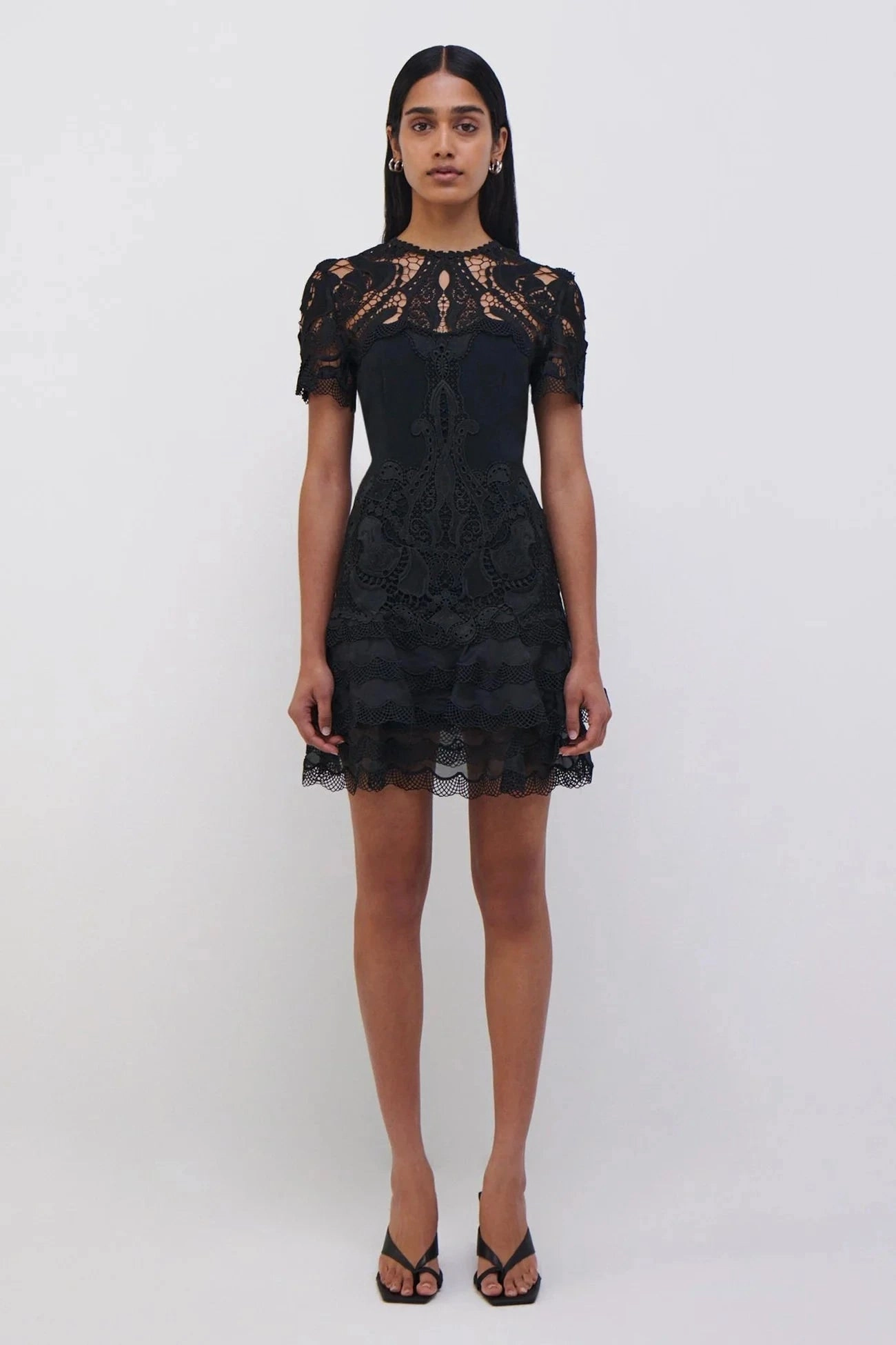 Paislee Lace Cocktail Dress Black Flowy casual dress