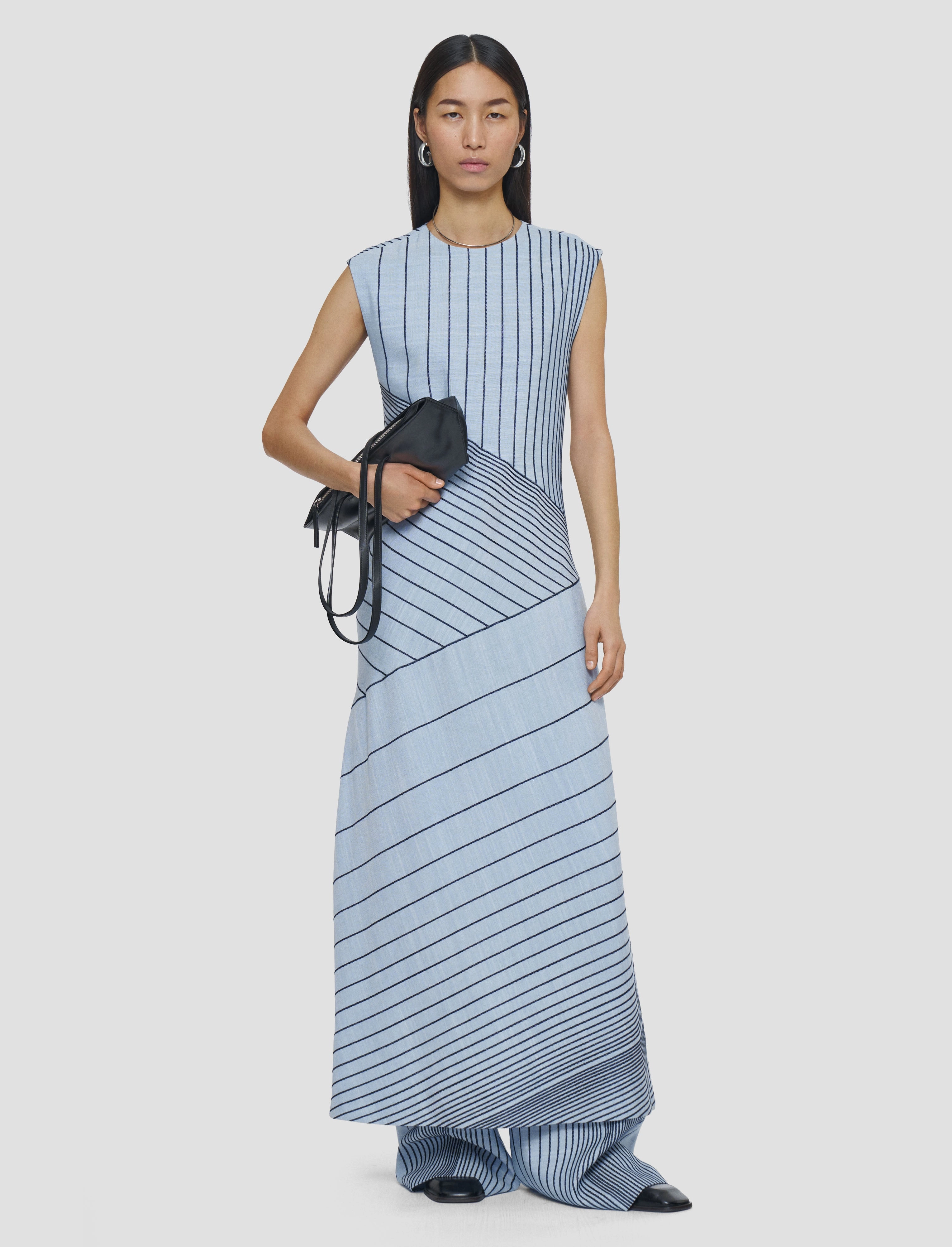 Evening Look Sophisticated Waist Maryse Embroidered Stripes Dress
