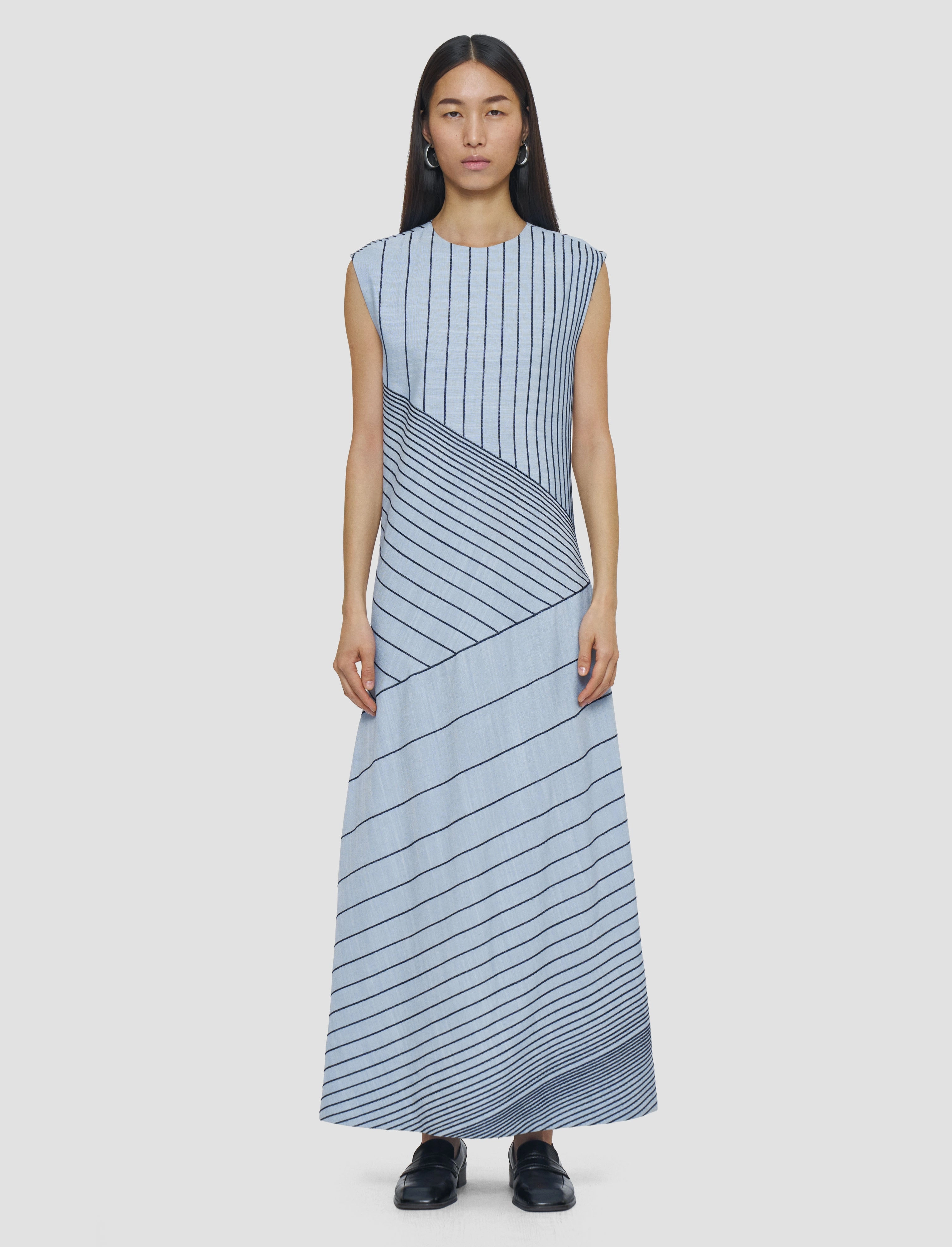 Ruched-Detail Maryse Embroidered Stripes Dress
