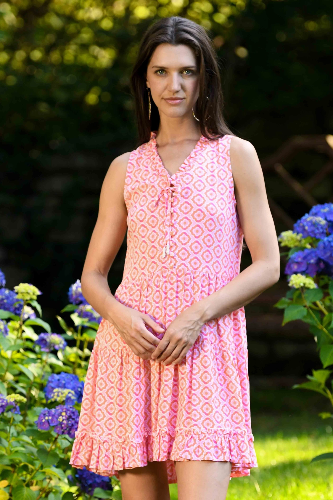 Effortless Piece Kaia Dress Short / Orange & Pink Tiles