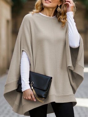Fashionable loose batwing sleeve knitted top Hypoallergenic Fiber SolarReflectiveFinish