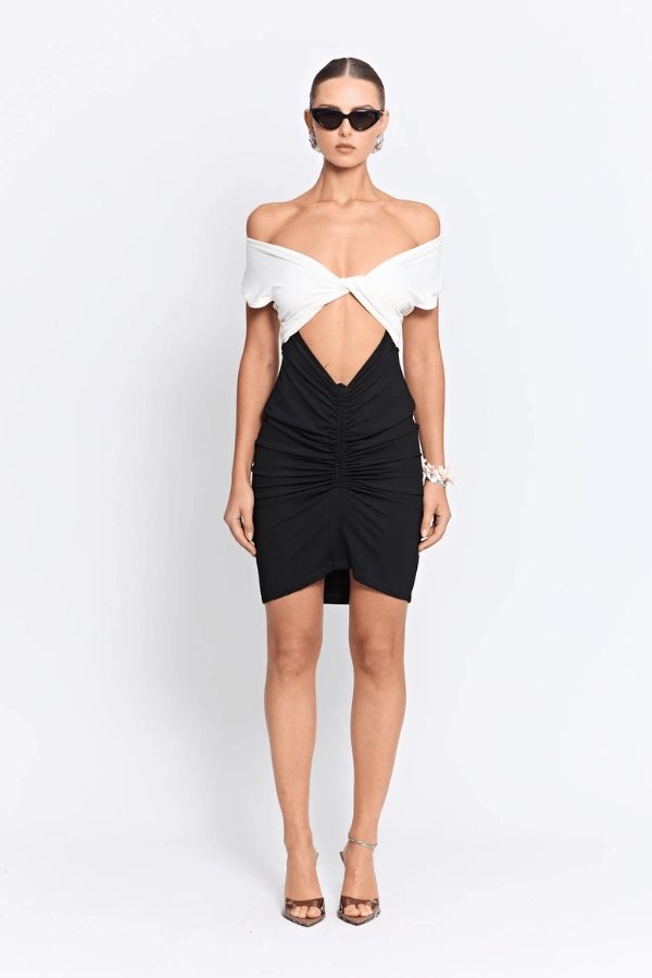 Smart and Polished Sophisticated Wear Mini Ramos Dress Two Tone