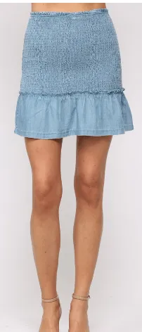 FATE Sky Blue Mini Skirt with Sheering Z004