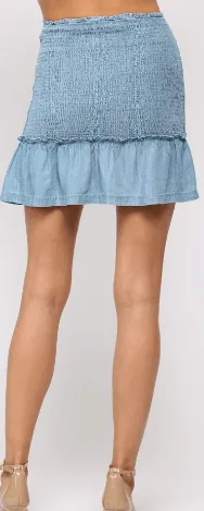 FATE Sky Blue Mini Skirt with Sheering Z004