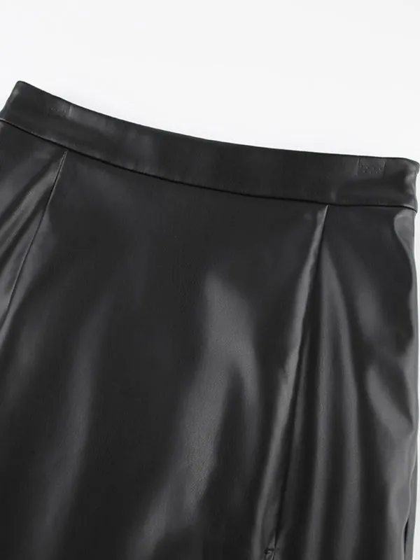 Faux Leather Midi Pencil Skirt