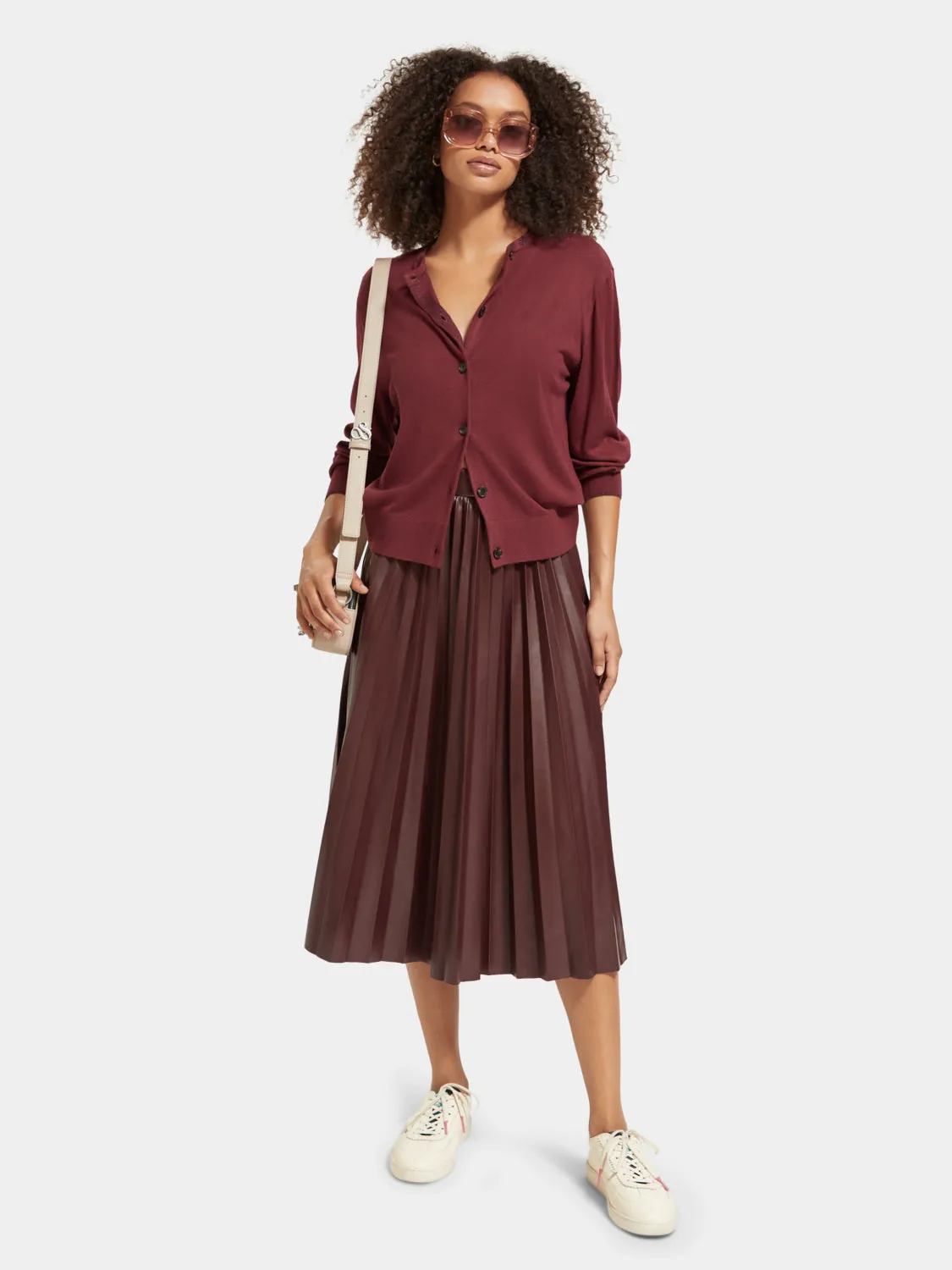 Faux leather pleated skirt