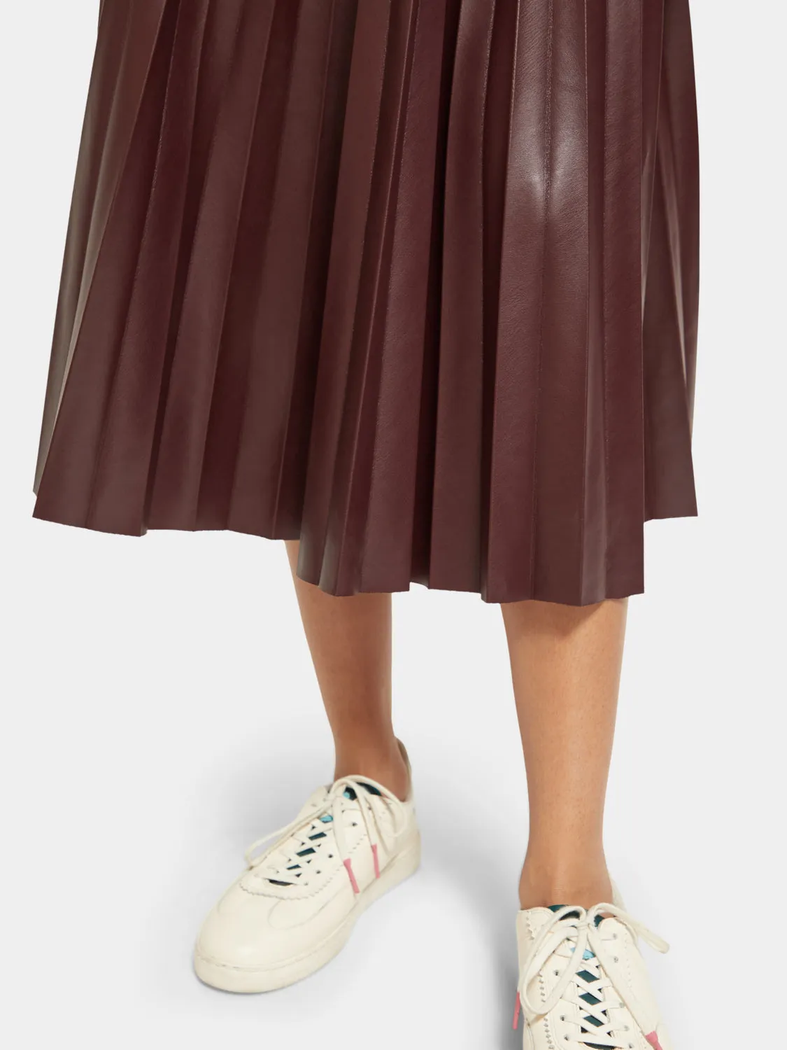 Faux leather pleated skirt