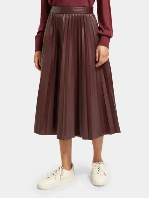 Faux leather pleated skirt