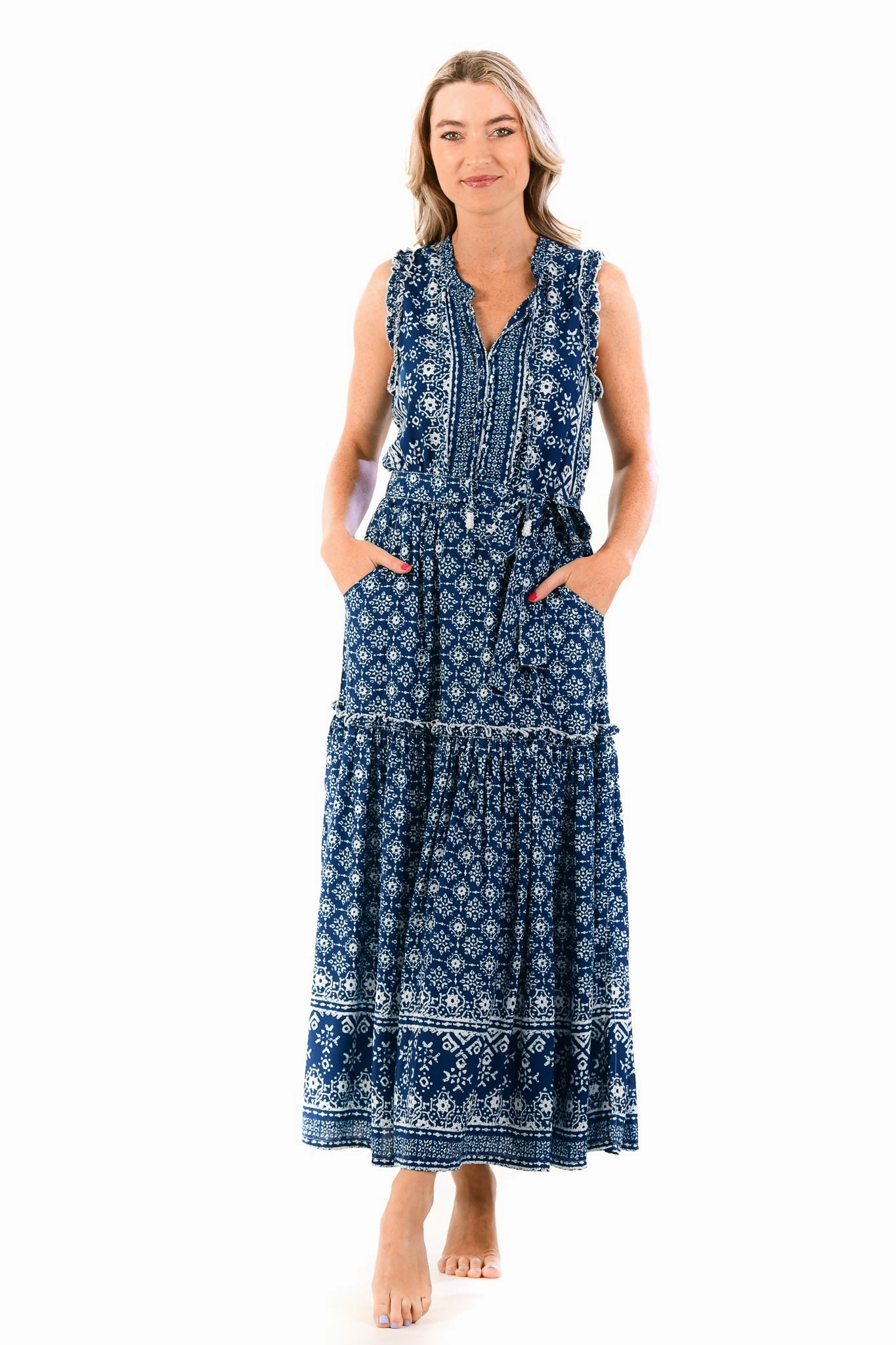 Alexis Dress / Indigo Geo Modern Form Art Soul