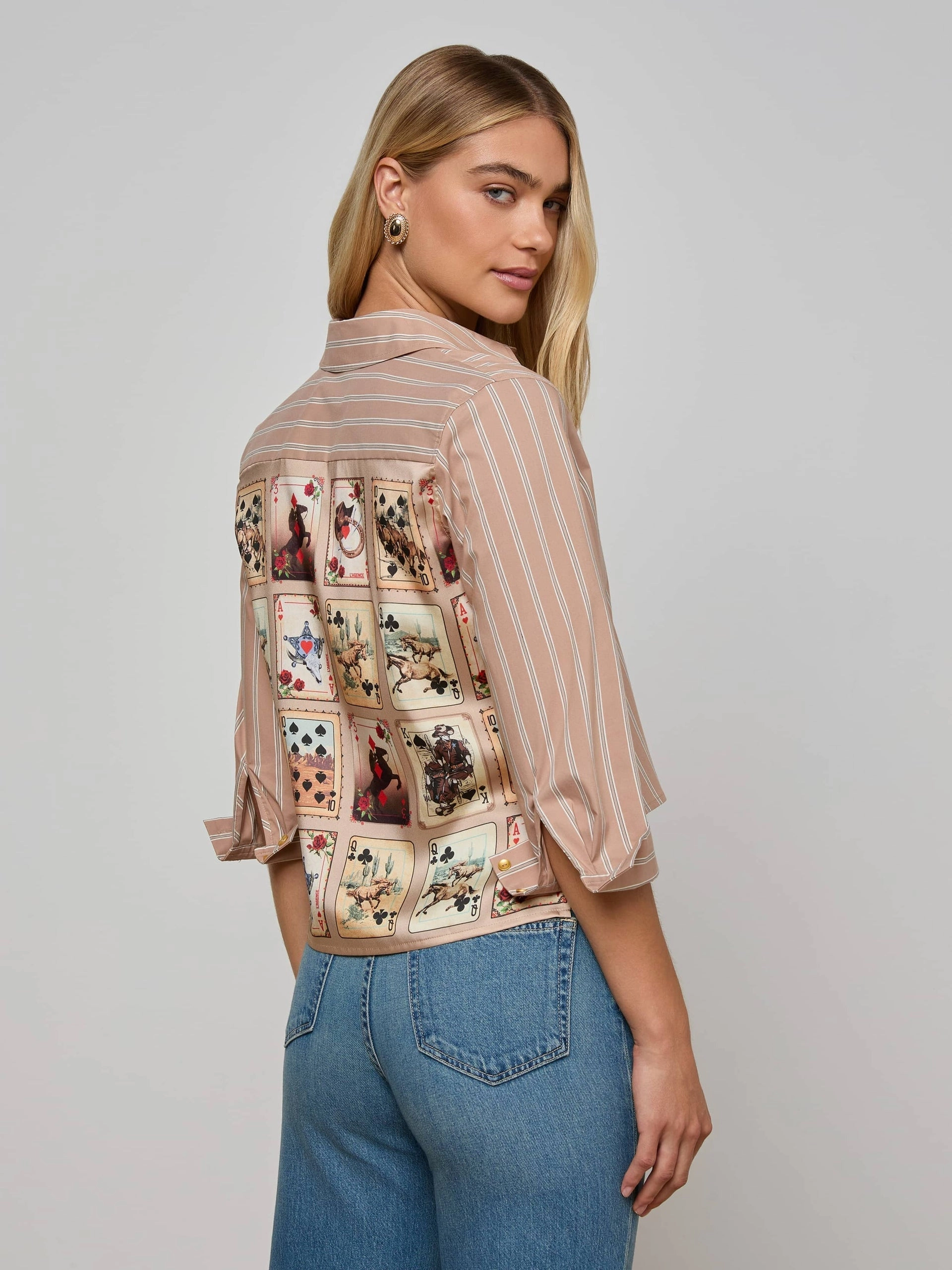 Fawn Scarf 3/4 Sleeve Western Cards HighStretchElastic