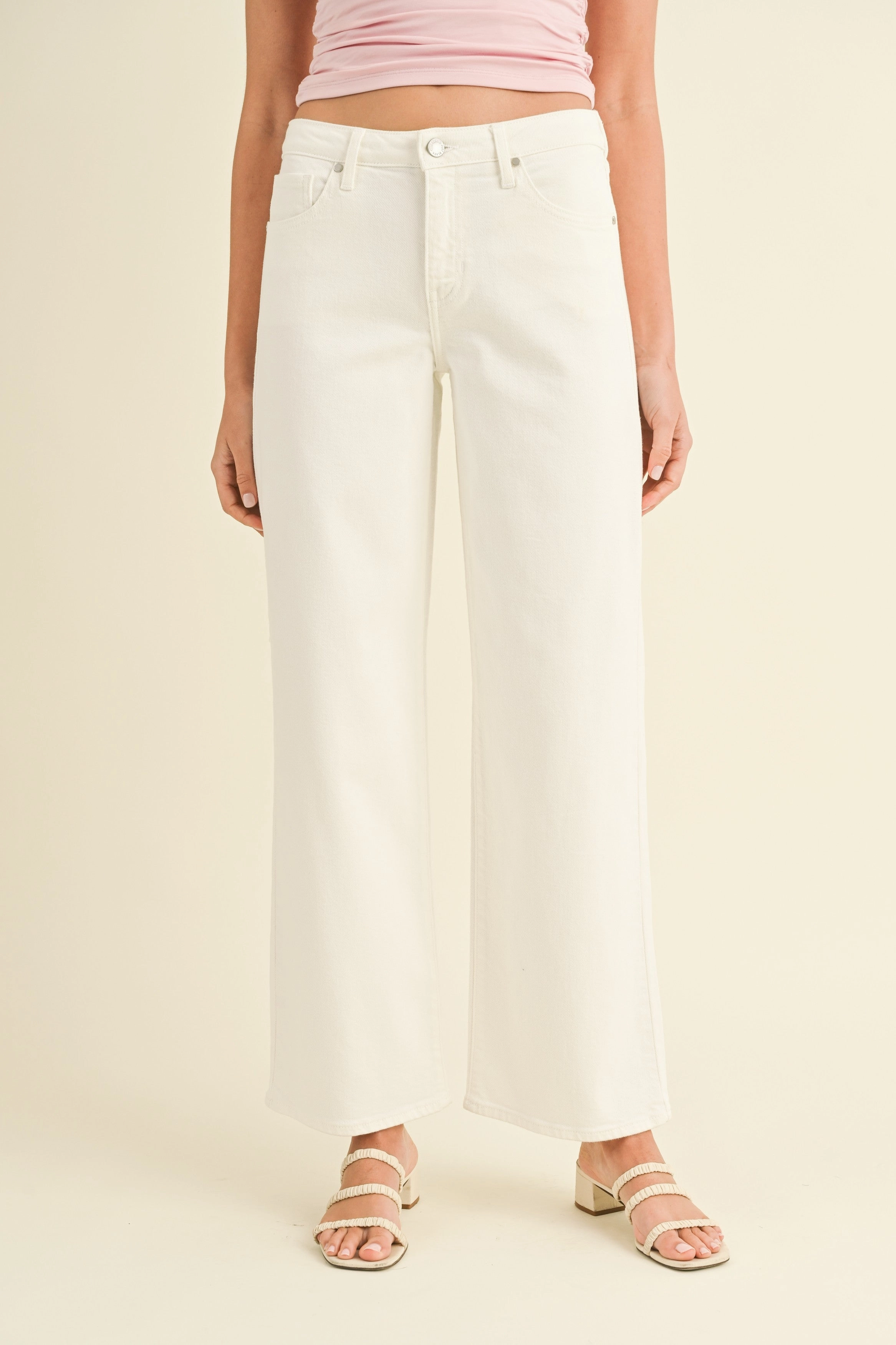 Smart Waistband Sanded Seam Comfort HELEN SLIM WIDE LEG JEANS