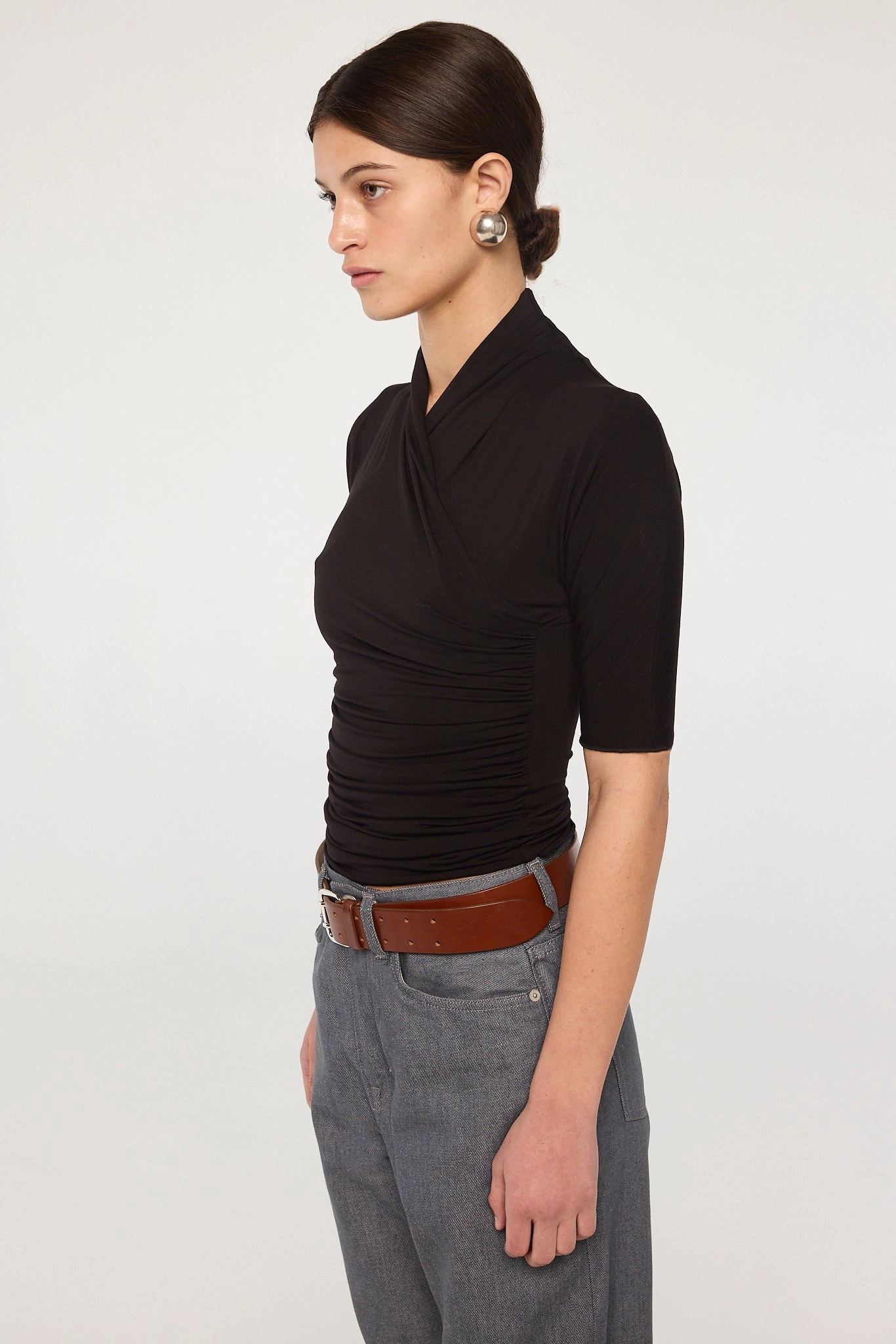 Layered Panel Design OrganicCottonBlend FELIX SHORTSLEEVE TOP