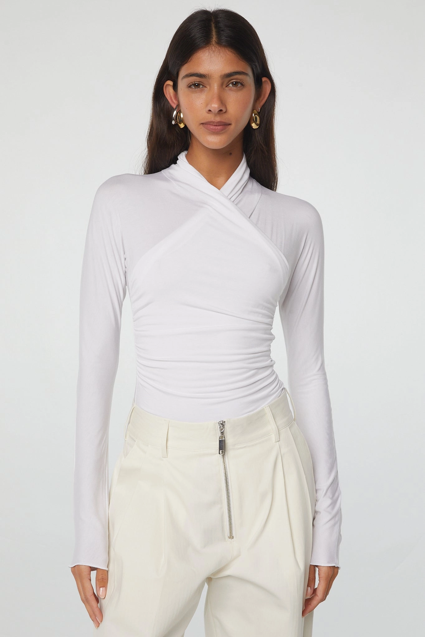 FELIX TOP Linen Blend Fabric Stretch Woven Material
