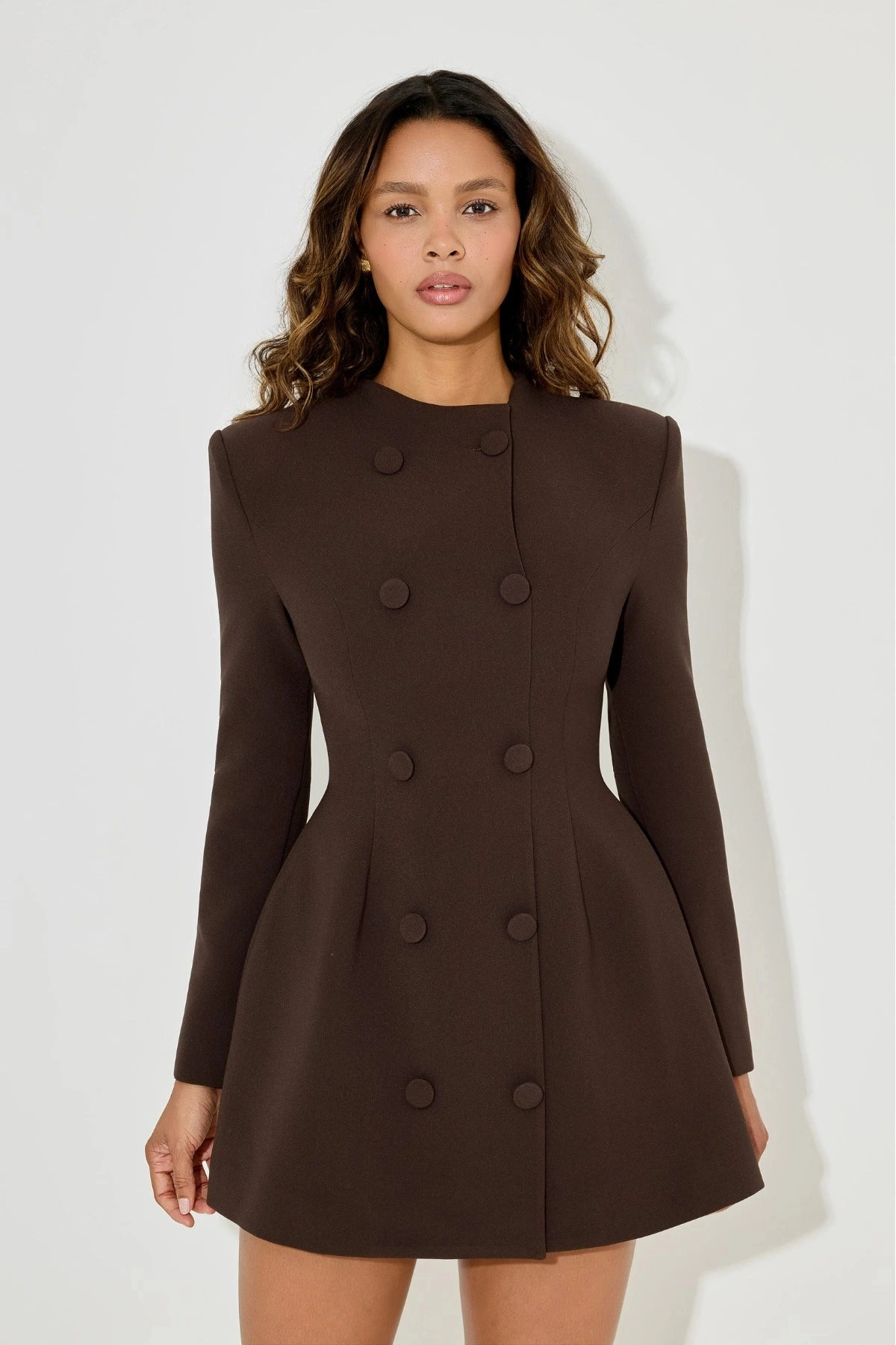 Minimalist Style The Ultimate Muse Button Down Mini Dress Dark Brown