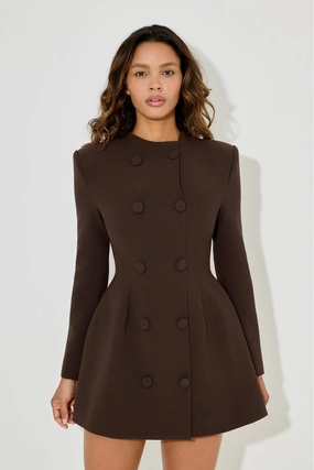 Minimalist Style The Ultimate Muse Button Down Mini Dress Dark Brown