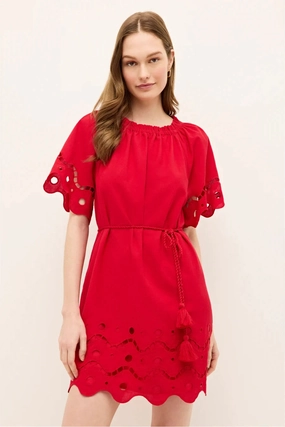 Tegan Dress Fresno Eyelet Chic and Flattering Layered Fabric
