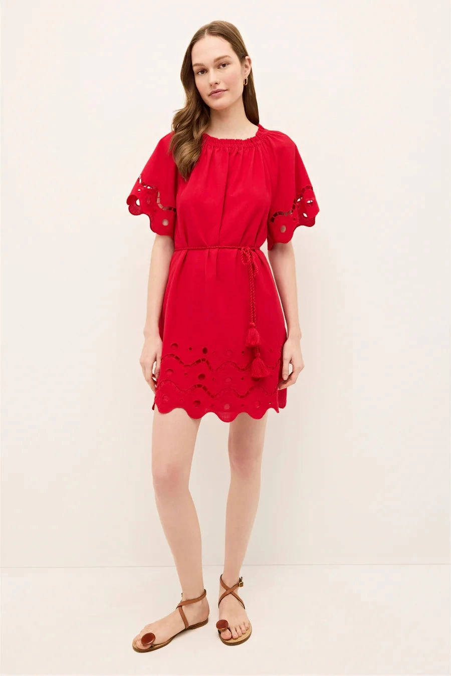 Lightweight Feel Drawstring-Closure Tegan Dress Fresno Eyelet