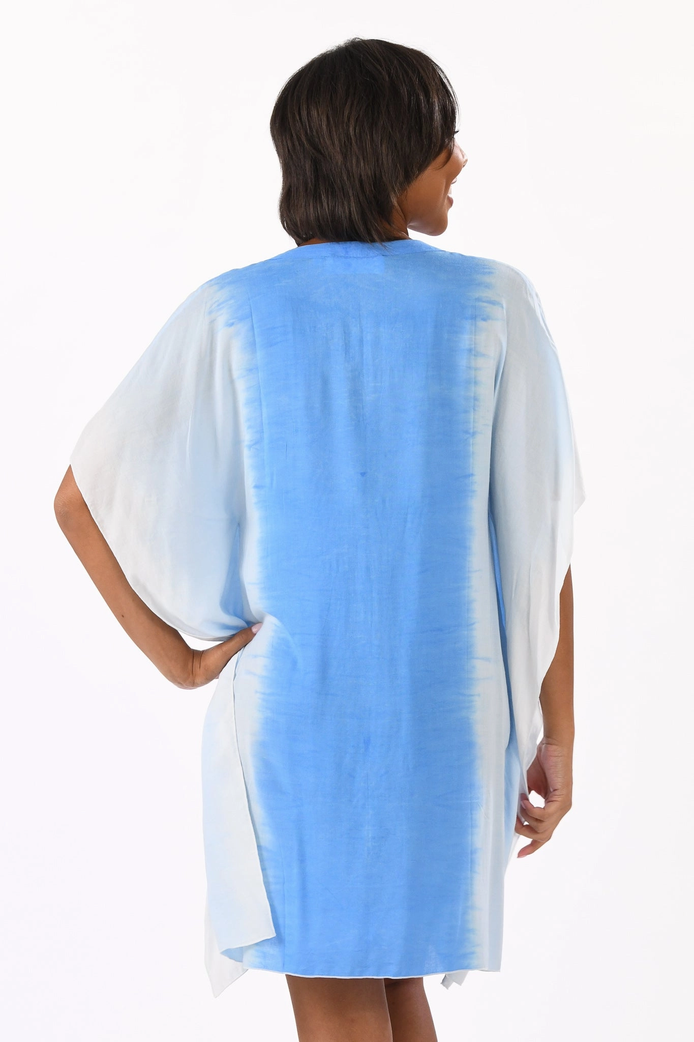 Goddess Kaftan / Capri Blue Ombre Fluid Fabric Textured Surface