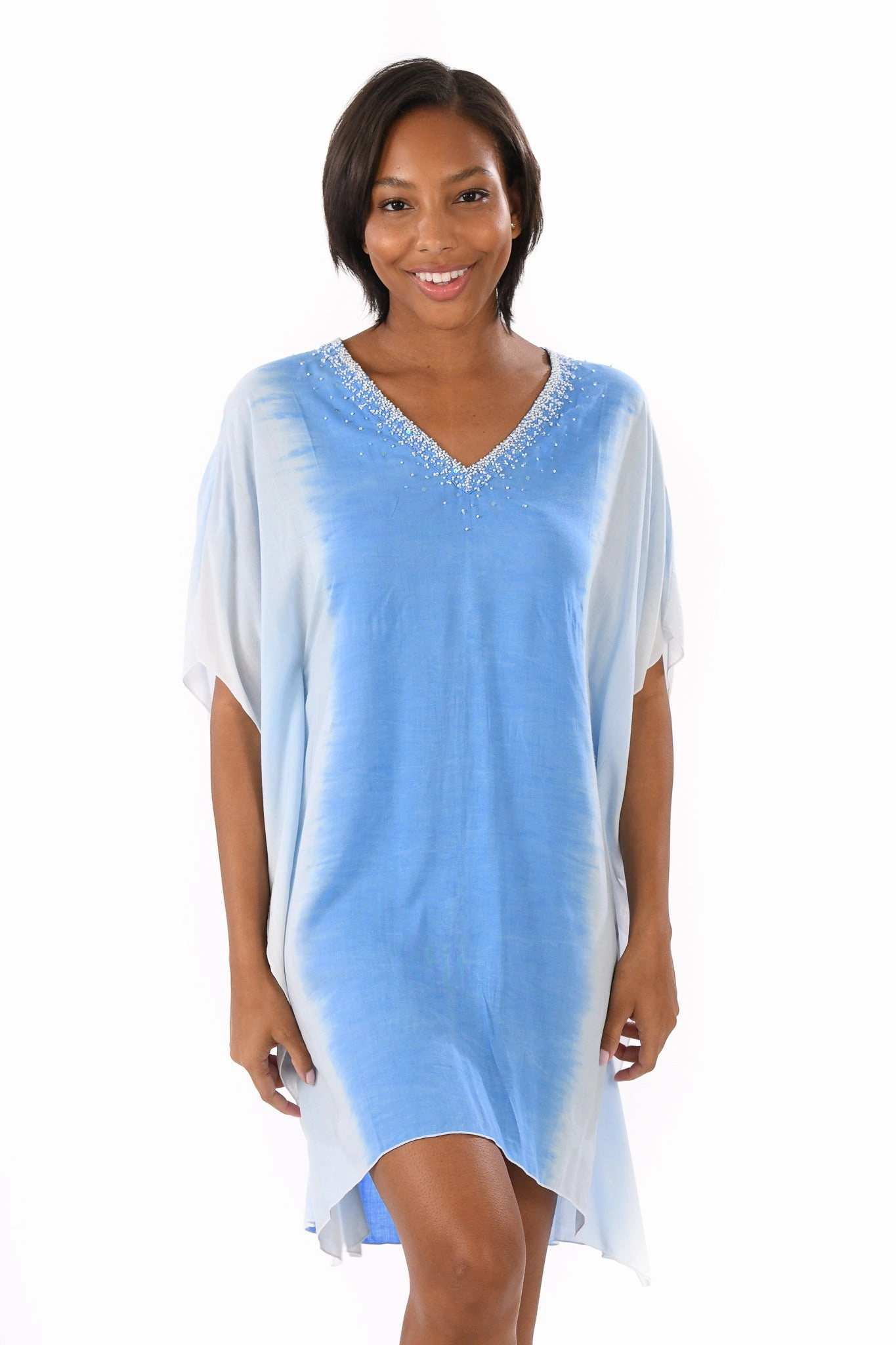 Oversized-Fit Influencer-Style Goddess Kaftan / Capri Blue Ombre
