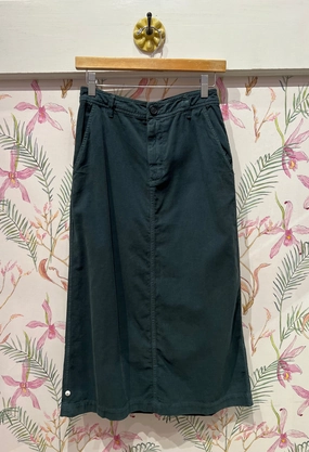 Floral Pattern Runway Ready Fia Corduroy Midi Skirt in Mallard