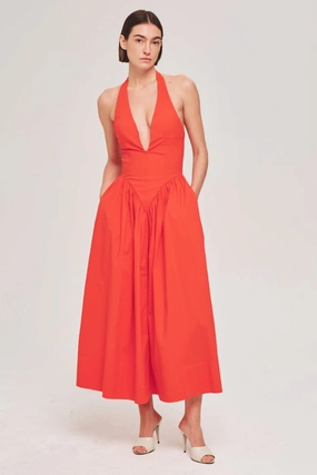 Filippa Dress Fiery Red Sleek Draping