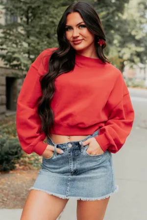 OdorResistant Finding My Rhythm Cropped Sweatshirt (Red)