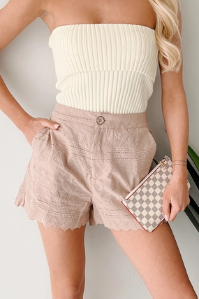 Minimal Fit Fireside Vibes High Rise Woven Eyelet Shorts (Mocha)
