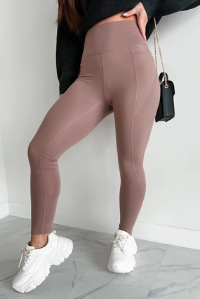 Strong Spirit Side Pocket Leggings (Dusty Taupe) Chic and Soft Fit Active Lifestyle