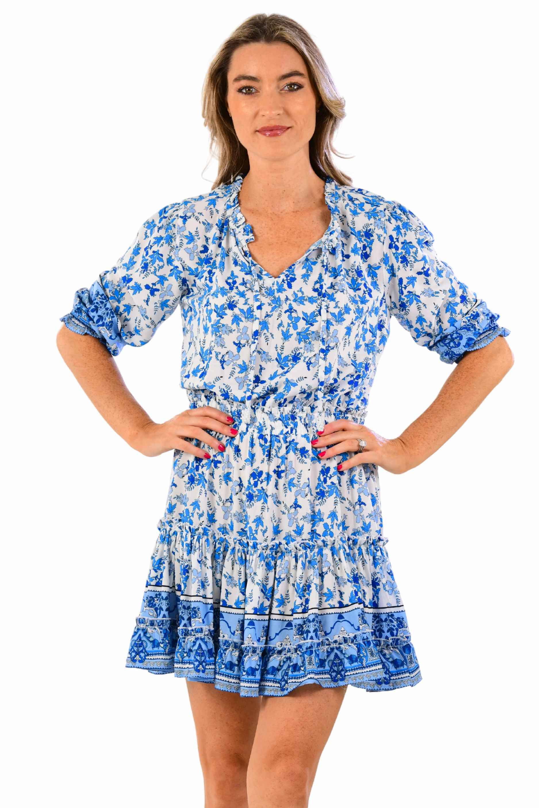 Bold Design Bold Color Ibiza Dress / Cobalt Floral