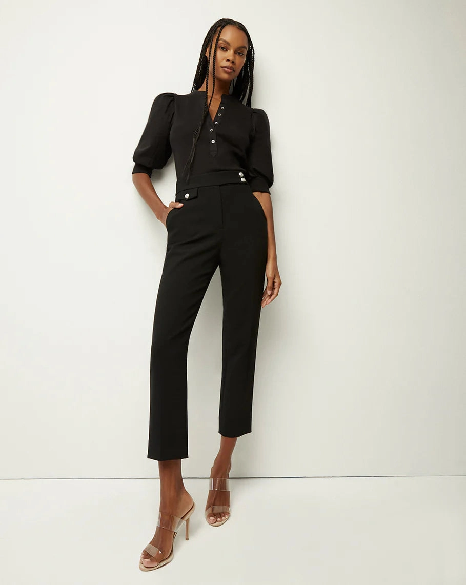 Renzo Pant Black with Silver Buttons Flexible Waist