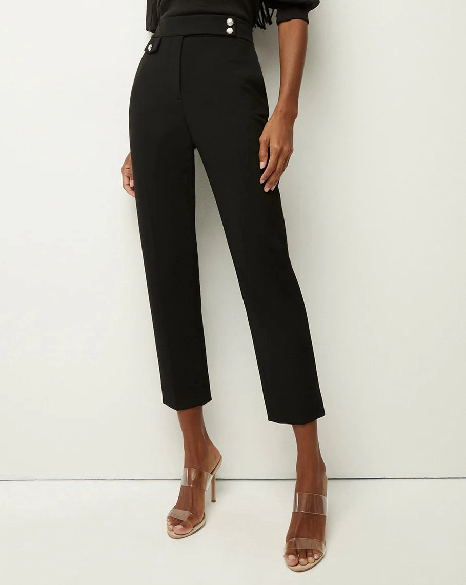 Renzo Pant Black with Silver Buttons Seam-Free Wrinkle Resistant
