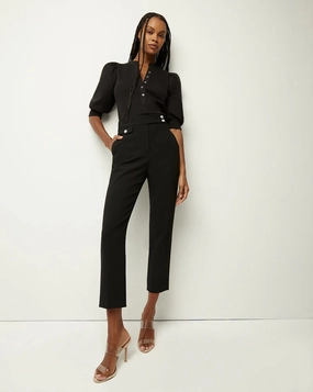 Renzo Pant Black with Silver Buttons Flexible Waist