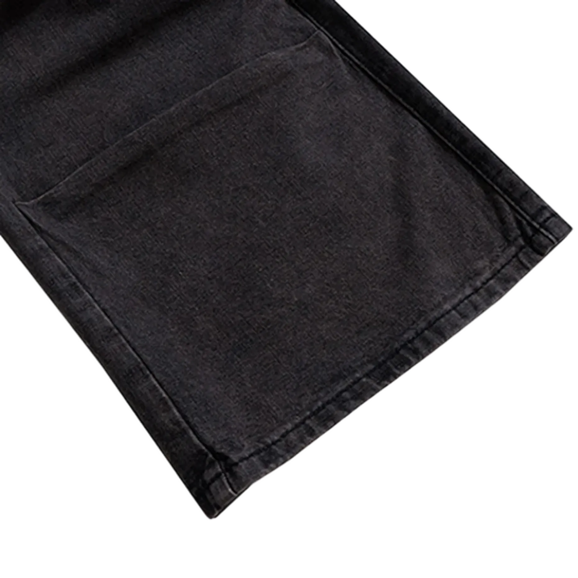 Flared Black Denim Utility Cargo Jeans