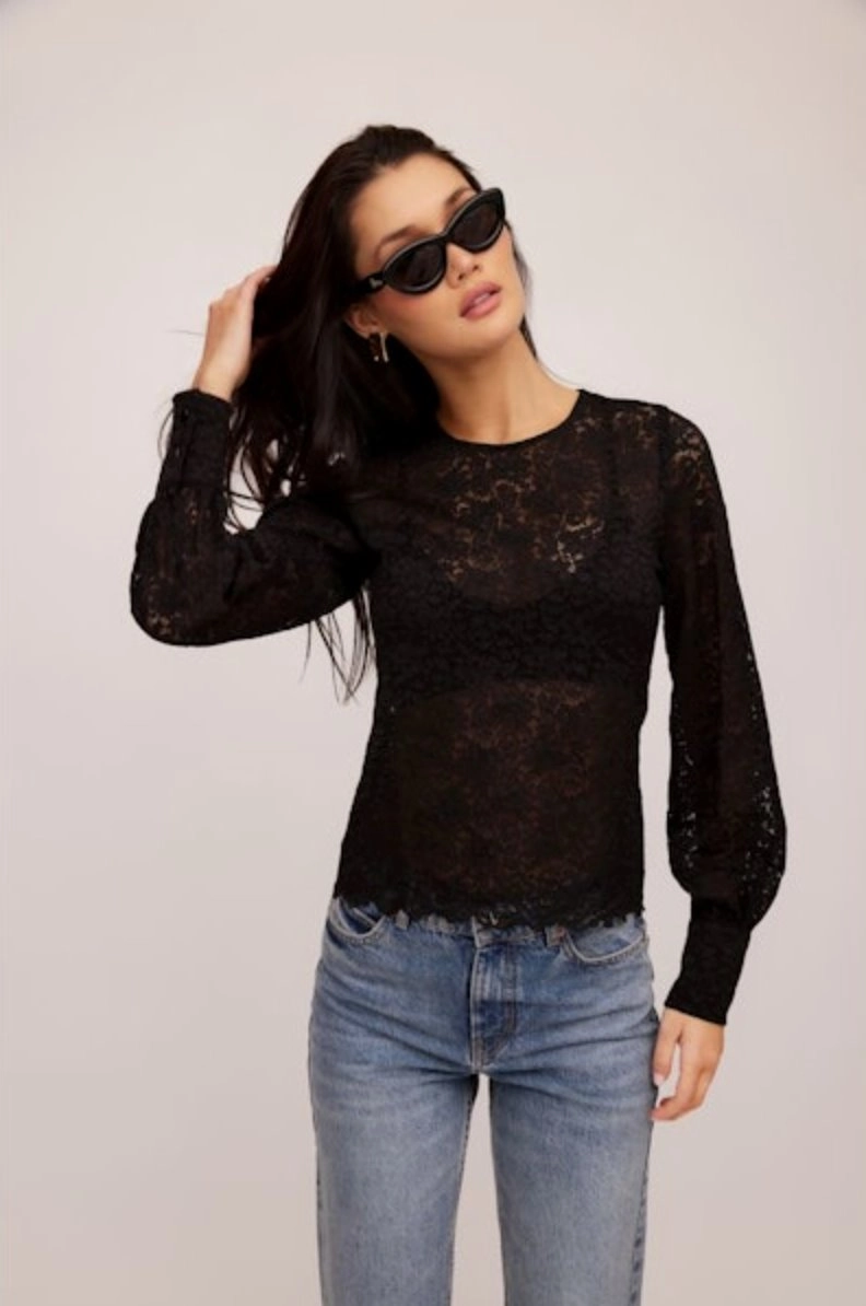 Ina Stretch Lace Top Black UltraSoft Lining