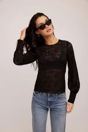 Ina Stretch Lace Top Black UltraSoft Lining