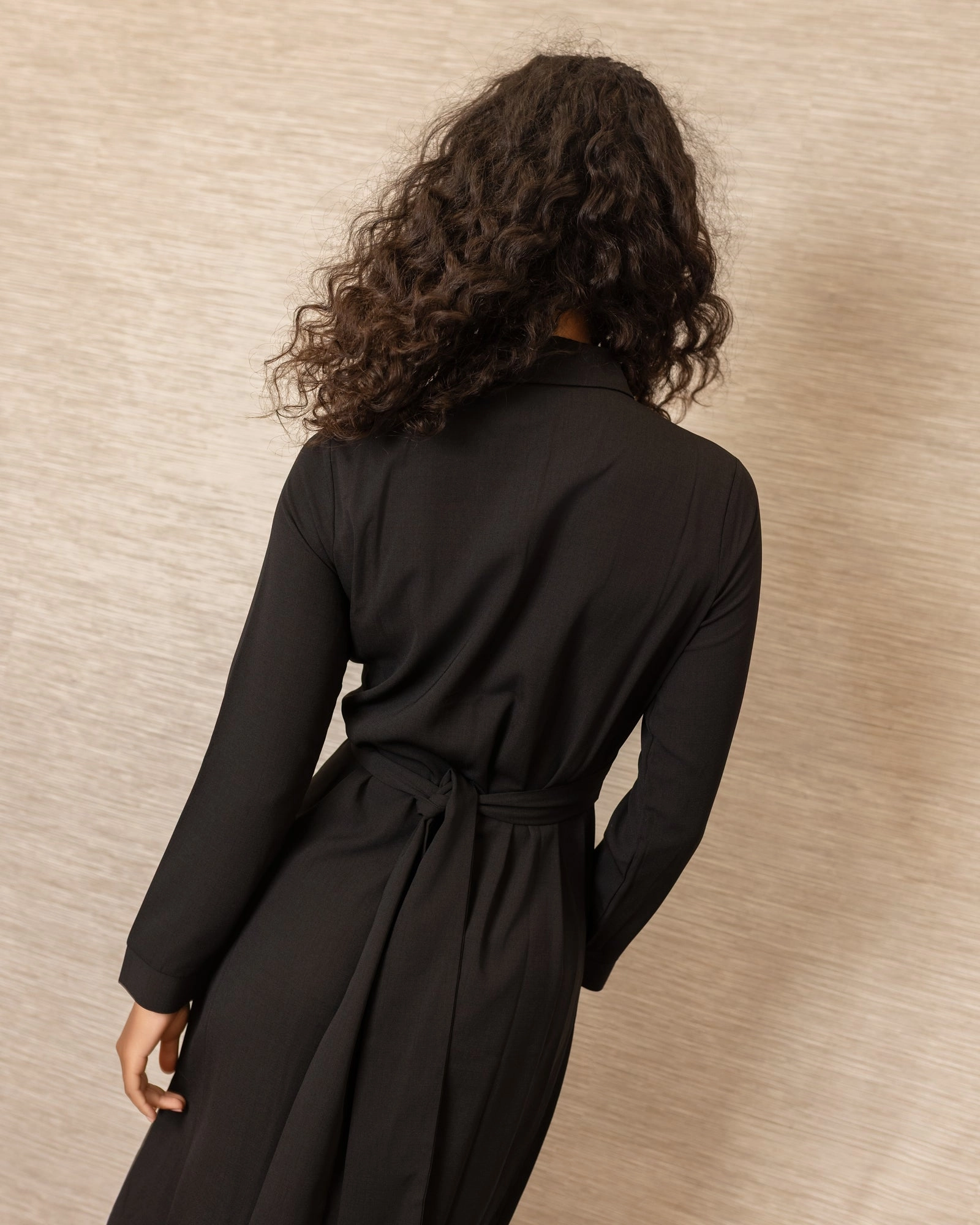 Wrap Front Shirtdress | Black Soft Finish