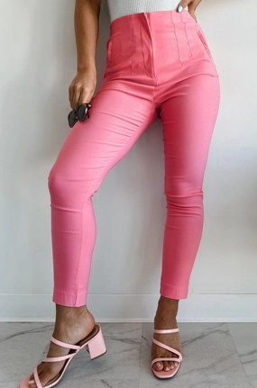 Read The Fine Print High Waist Skinny Pants (Pink) Rest Easy
