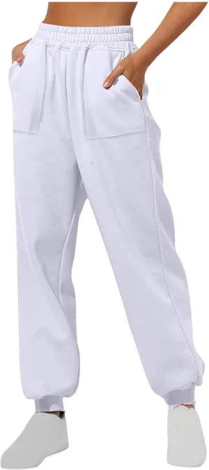 Fleece Lined Cinch Bottom Sweatpants for Women Baggy Sport Elastic Waist Workout with Pockets Joggers Loose Fit 2025