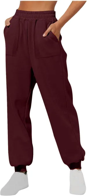 Fleece Lined Cinch Bottom Sweatpants for Women Baggy Sport Elastic Waist Workout with Pockets Joggers Loose Fit 2025