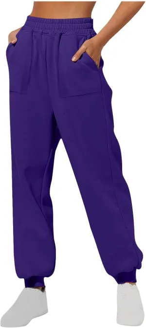 Fleece Lined Cinch Bottom Sweatpants for Women Baggy Sport Elastic Waist Workout with Pockets Joggers Loose Fit 2025